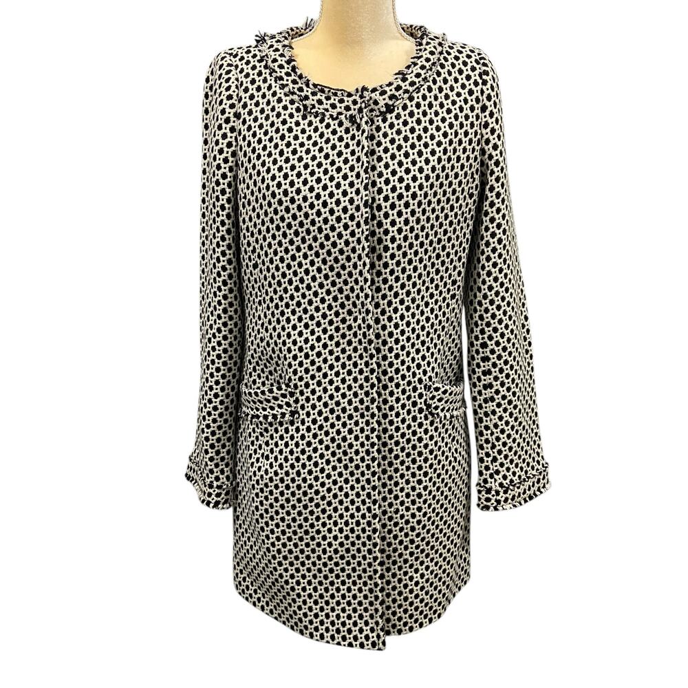 Pim + Larkin Anthropologie Black White Tweed Coat Medium